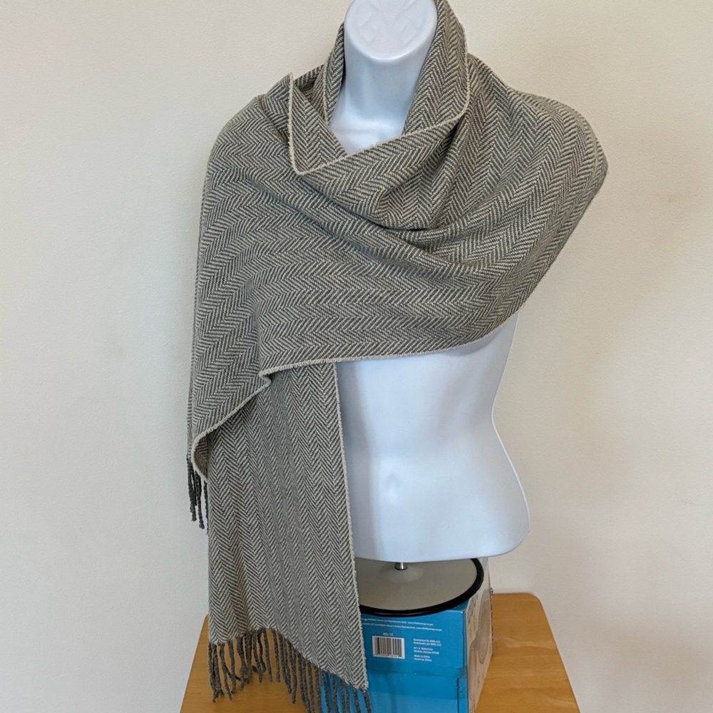 Cole Haan Gray Herringbone Scarf